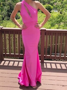 Elegant One-Shoulder Pink Dress